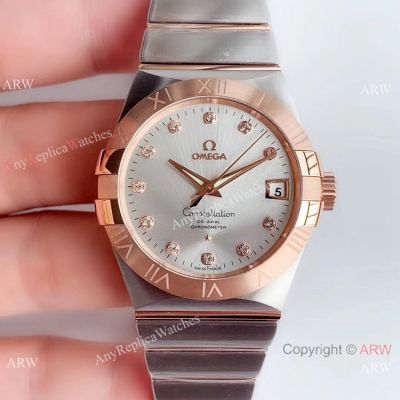 Omega Constellation Co-Axial 38mm Two Tone Rose Gold Watch VSF Asia 8500